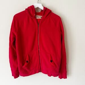 J.Crew Sherpa Fleece Hoodie Size Womens XL Zip Up Red Vintage Y2K Jacket Raglan